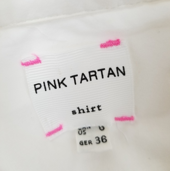 Pink Tartan White Cotton Colorblock Long Sleeve Shirt Dress Size 6 - Picture 9 of 10